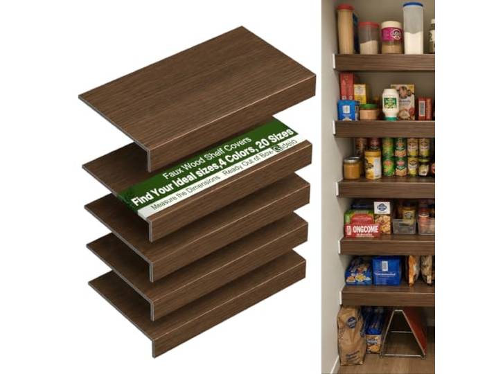 Drahtregal-Abdeckung für Speisekammer, Schrank, Küche, wasserdichte PVC-Holzoptik, Drahtregal-Abdeckungen für Regale, mehrfache Installation ohne Werkzeug, 83,8 x 30,5 cm, 5 Stück
