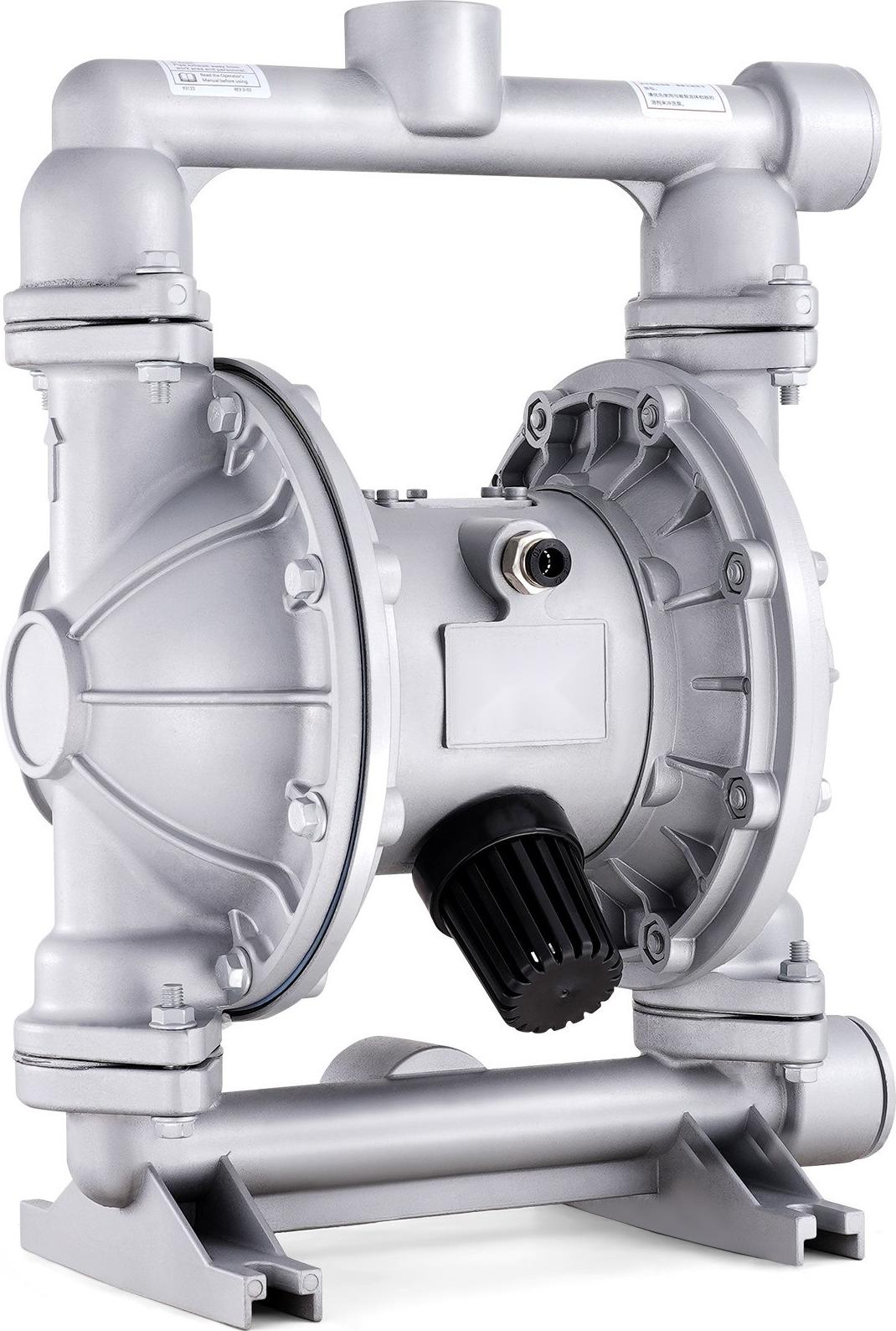 Druckluft-Doppelmembranpumpe - AODD-Pumpe - Förderleistung 200 L/min - Max. 7,9 bar - Ein-/Auslass 3,8 cm - Alu-Legierung - Für Diesel/Öl/Fett - Ersatzmembranen 2