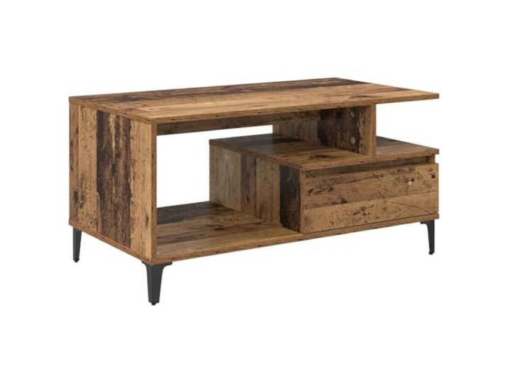 Roanoer Couchtisch mit Schublade Altholz-Optik 90 x 49 x 45 cm Vielseitiger Wohnzimmertisch im modernen Stil mit geschlossener Schublade und offenem Ablagefach für Ordnung im Raum.