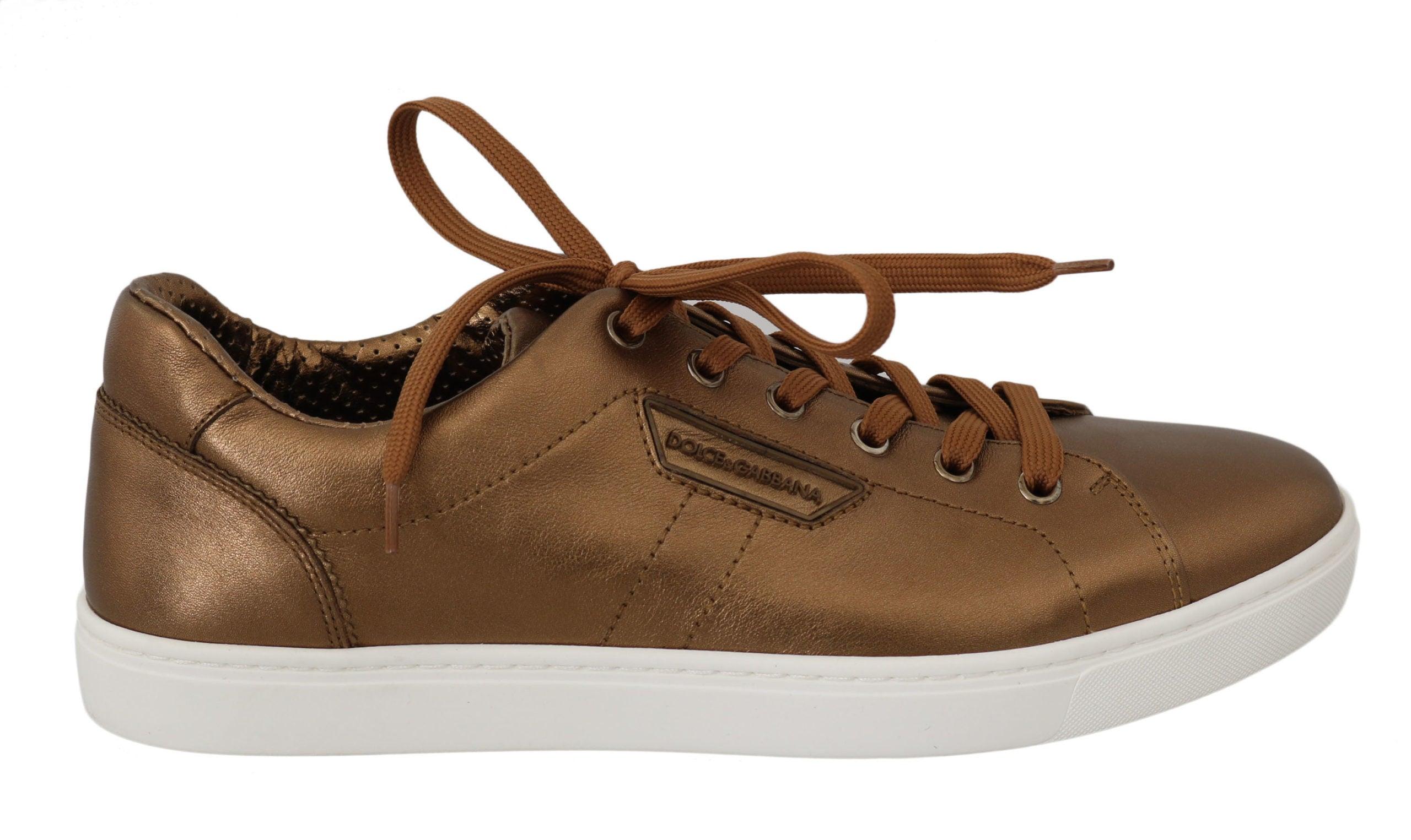 Dolce & Gabbana Gouden Leren Heren Casual Sneakers