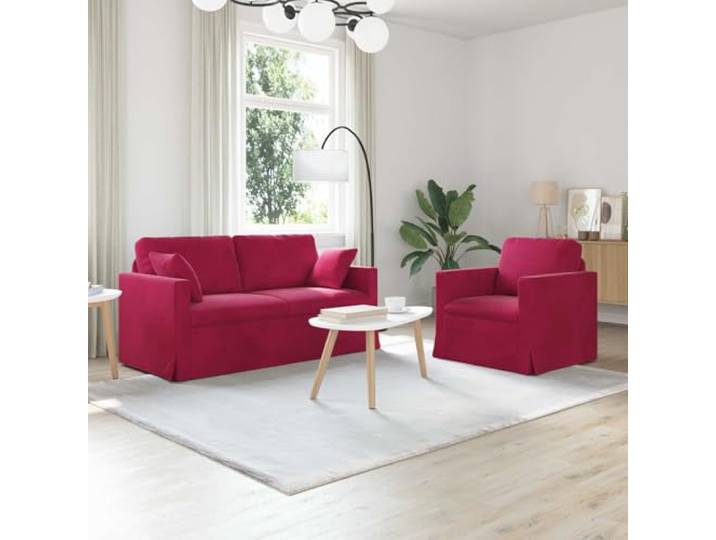 ZQQLVOO Modulares Samtsofa 2er Set Weinrot Metallrahmen, Schaumstoffkissen, schwarze Beine, vielseitig für Wohnzimmer