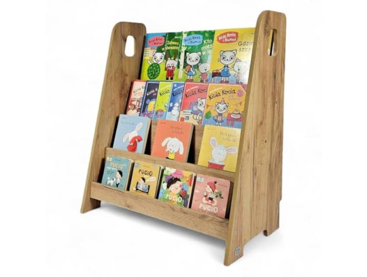 Kids Helper Montessori Bücherregal für Kinder – Kinderregal mit 4 Fächern, Bücher mit Cover nach vorn, offene Aufbewahrung in Greifhöhe fürs Kinderzimmer, 70 x 40 x 80 cm, Eiche, BKC-310