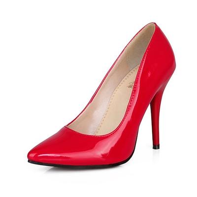 Rote Lacklederpumps für Damen, elegante Stiletto-Absatzschuhe mit spitzer Zehenpartie für Weihnachtsfeiern und festliche Anlässe