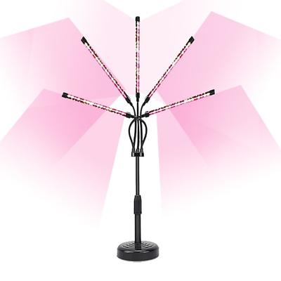 Verstellbare LED-Tischleuchte für Pflanzen, Vollspektrum für Zimmerpflanzen, Hydrokultur, Sukkulenten und Kräuter, 3/4/5 Leuchtenköpfe, USB-Anschluss, 5 V, Pflanzenwachstumsförderndes Licht