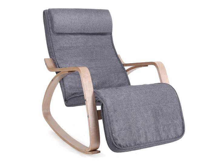 Fauteuil à bascule moderne imitation lin gris