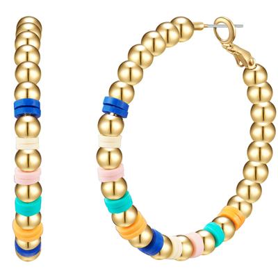 Paar Creolen YOKOAMII "Set: Y55", gelb (gelbgold), Ohrringe, Damen, 49,9mm, Creolen gelbgold bunt