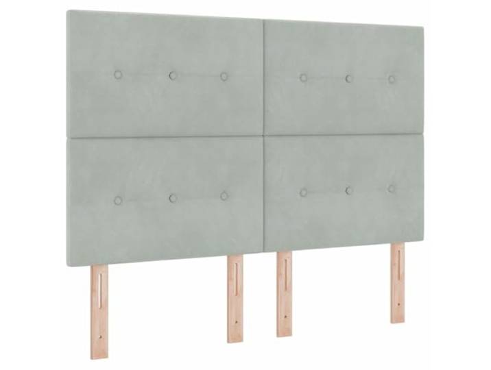 KTHLBRH Boxspringbett hellgrau 140 x 190 cm Holz und Kiefer Kopfteil verstellbar, 2 Höhen, Taschenfedern, Unterstützung 280 kg, einfache Montage