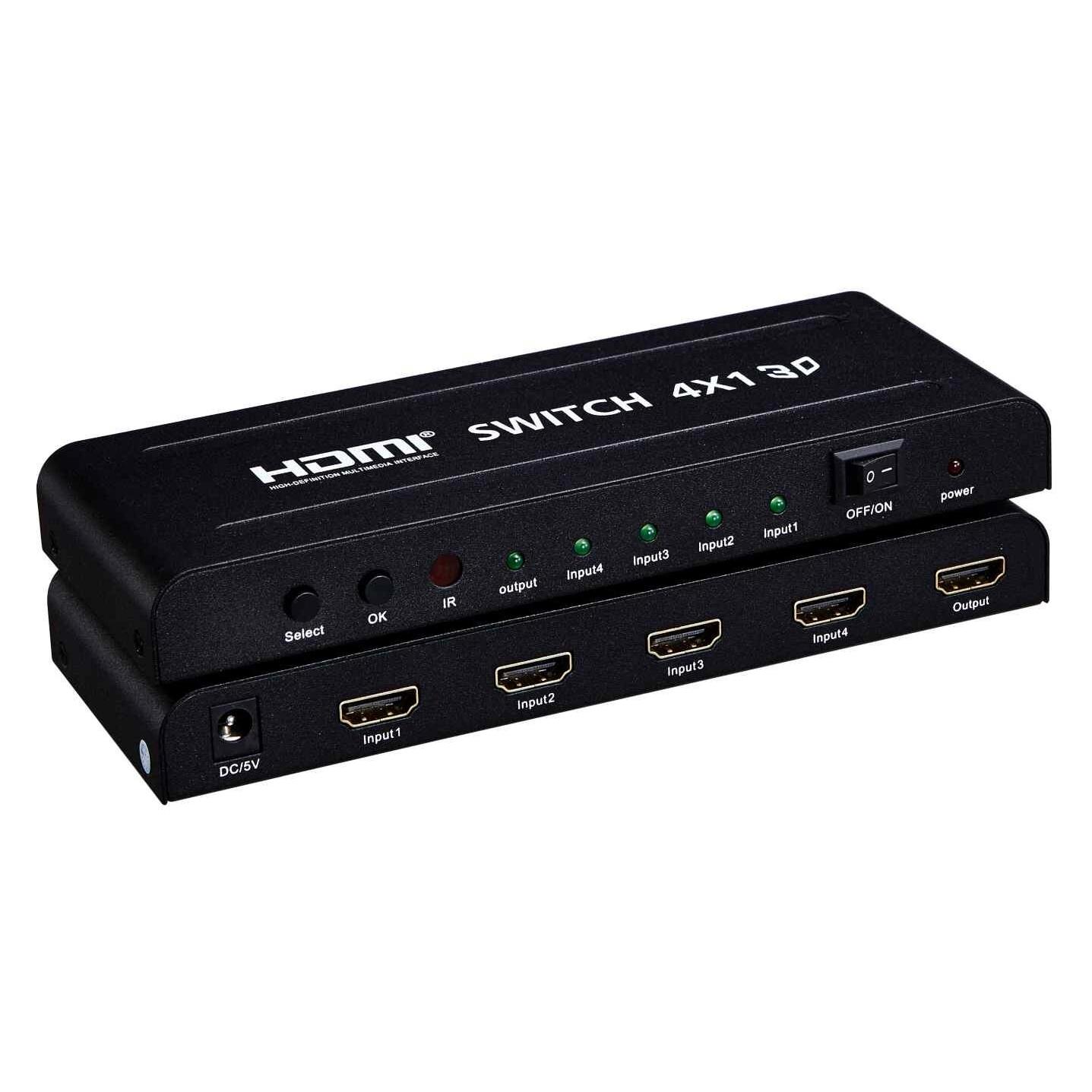 PremiumCord HDMI switch 4:1, kovový, dálkové ovl. (KHSWIT41B)