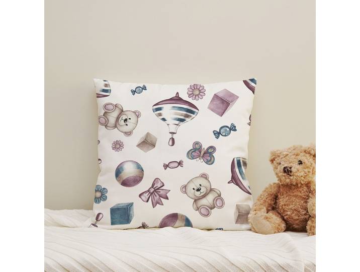 Dekokissen QUEENCE Spielsachen , bunt (bunt, bedruckt gemustert), B:40cm H:1cm L:40cm, Polyester, Dekokissen_Sitzkissen_Kissenhüllen, Dekokissen, Kissenhülle mit HD Premium Druck, geruchsneutral, 40x40cm