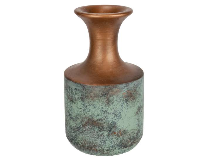 Dekovase I.GE.A. Zement-Vase 23cm, 13cm D. , braun (blau, bronze), B:13cm H:23cm, Keramik, Vasen, Dekovase