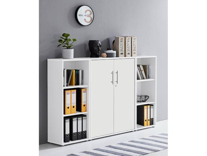 Armoire de bureau - 3 éléments 114cm Blanc/Blanc