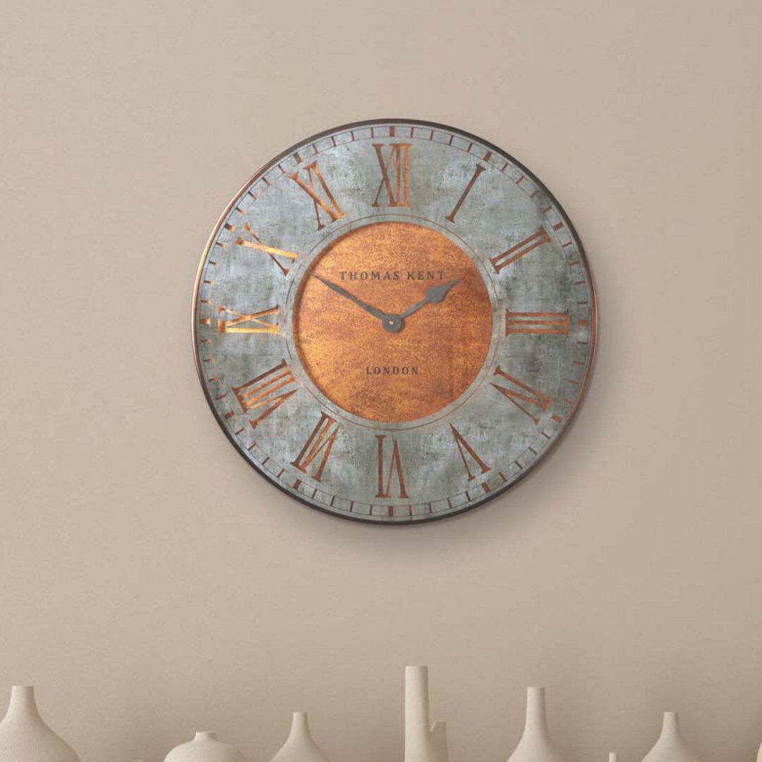 Thomas Kent Florentine Resin Wall Clock Silver/Brown 53cm H x 53cm W x 5cm D