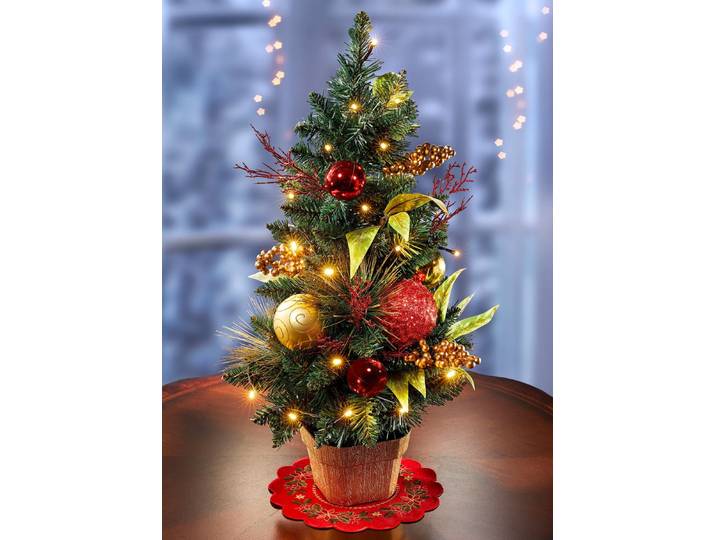 Beleuchteter Tannenbaum, Grün-Rot-Gold