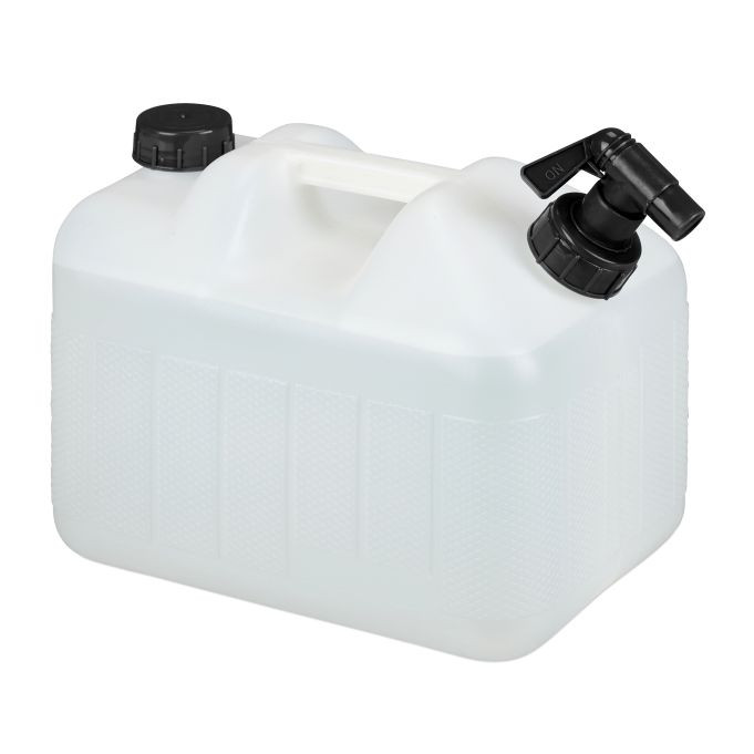 Relaxdays Jerrycan met kraan, 10 liter, wit/zwart