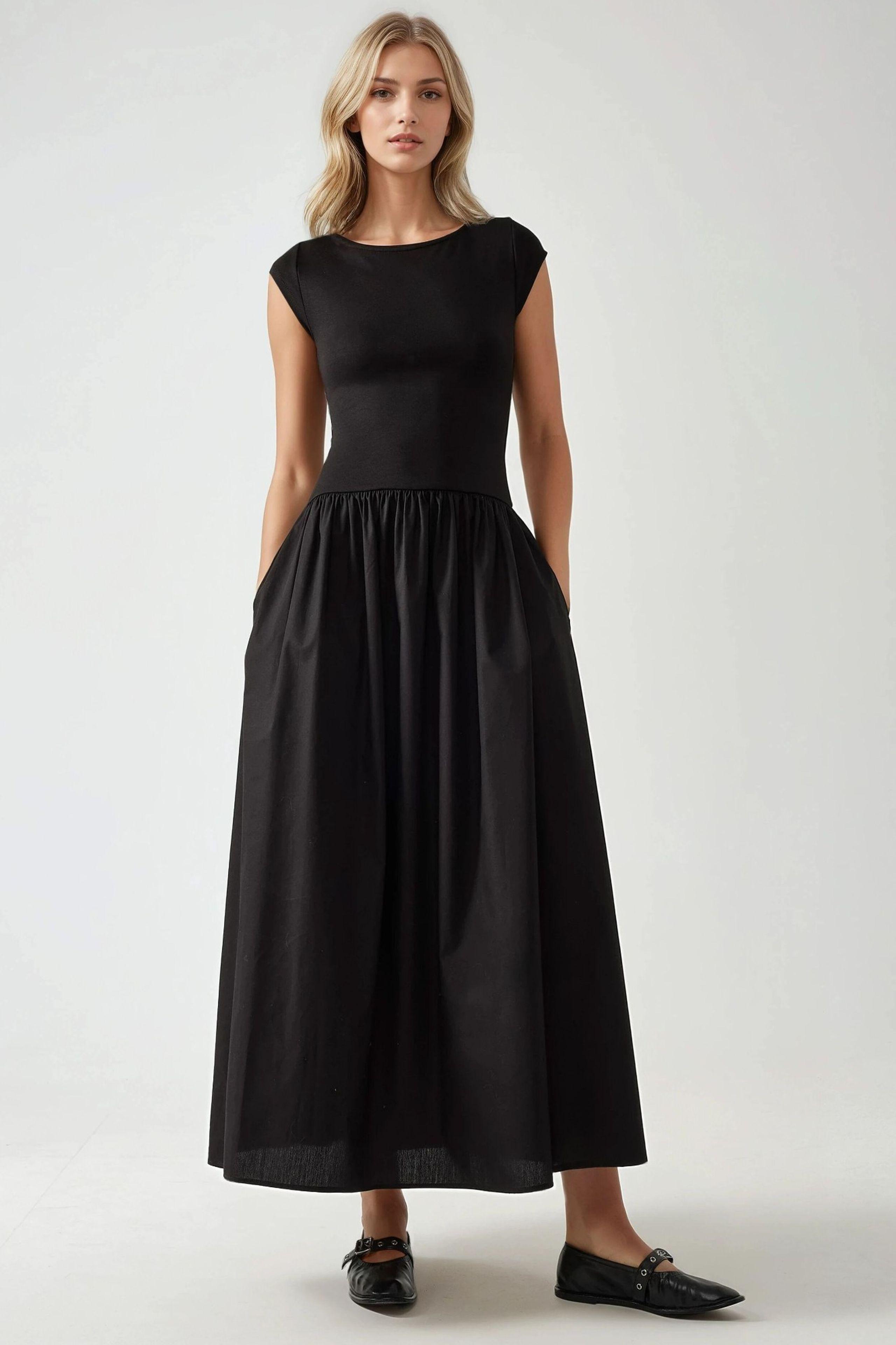 Boote-Ausschnitt A-Form Fit Maxikleid