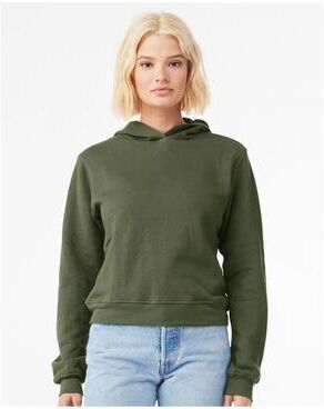 Bella + Canvas 7519 Women's Classic Hoodie Sweatshirt in Military Green size 2XL   Fleece