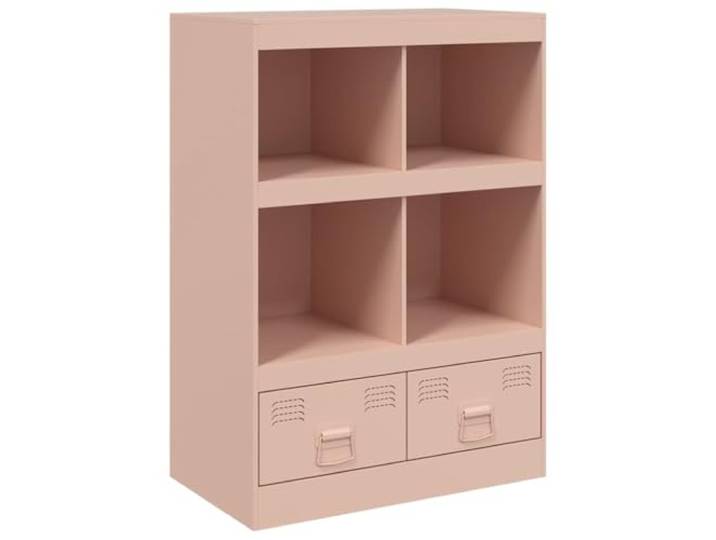 Fisinber Highboard Rosa 67x39x95 cm Metallschrank mit Schubladen Stabiler Kommodenschrank aus Stahl für Schlafzimmer und Büro mit 4 Fächern und 2 leichtgängigen Schubladen.