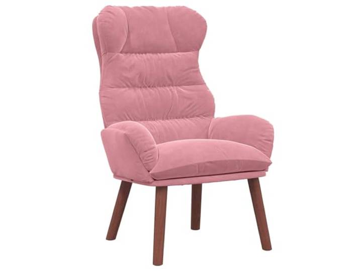 Heofavd Sessel Samt Rosa Relaxsessel Polsterstuhl Holzbeine 69x74x93 cm