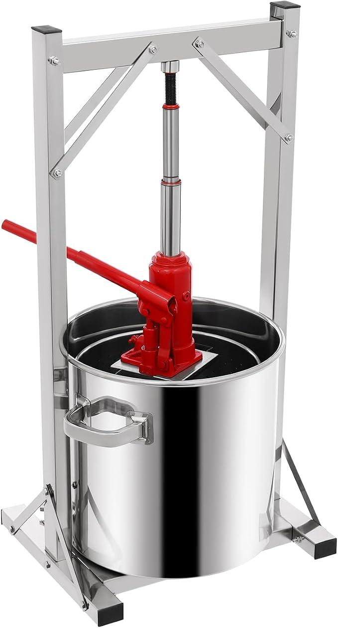 Obstpresse Hydraulische Presse Edelstahl 22 Liter Saftpresse für Saft und Wein Filtereimer Mit hohem Druck 3 Tonnen für Haushalte und Kleine Brauereien