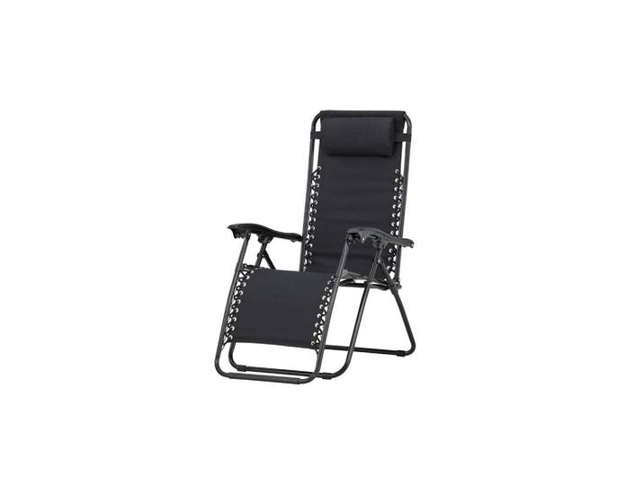 Gardenson Sonnenliege, Schwarz, Metall, 80x112x65 cm, Rückenlehne verstellbar, Gartenmöbel, Balkonmöbel, Balkonliegen