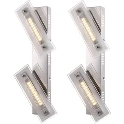 LED Wandleuchte Kristall Wandlampe 2 flammig Wandleuchte Kristall, Glas satiniert, 1x LED 3000K, LxBxT 49x8x11,5 cm, 2er Set