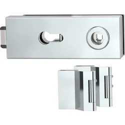 Griffwerk Glastürbeschlagset PURISTO S Profilzylinder Flüster 3-tlg. Bänder Chrom-Optik