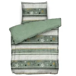 BADIZIO Classic Wendebettwäsche Winterstreifen Mikrofaser Plüsch Einzelbett, 2tlg.