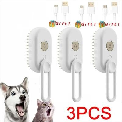 Uplift Picks 3 In 1 Steam Pet Grooming Brush For Cats And Dogs white (3 Pcs)