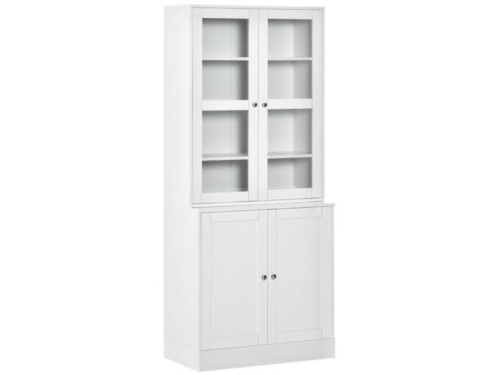 Bibliothèque vitrine 4 portes PISE bois blanc