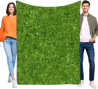 Inspire Curations Realistic Green Grass Soft Flannel Throw Blanket 75x100cm