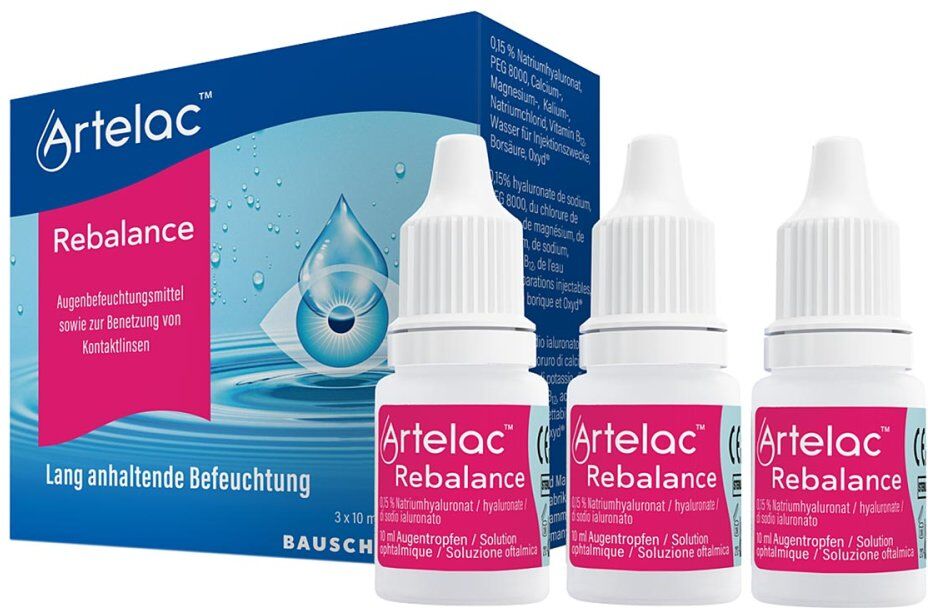 Artelac Rebalance Augentropfen für gereizte trockene Augen 3X10ml