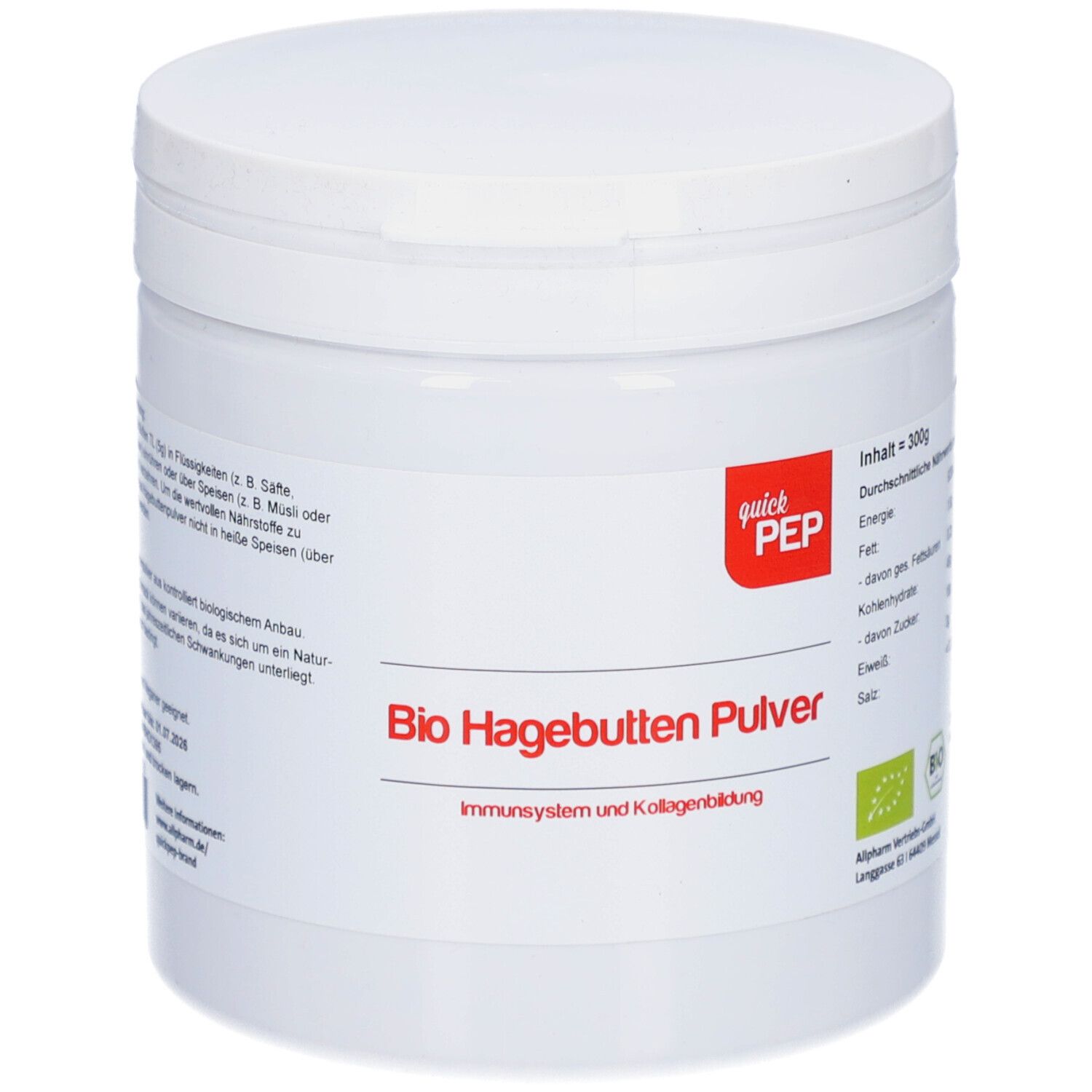 Quickpep Bio Hagebutte Plv.z.Her.e.Lsg.z.Einnehmen 300 g Pulver zur Herstellung einer Lösung zum Einnehmen