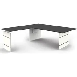 Kerkmann, Schreibtisch, Schreibtisch Form4 200 Wangen-Gestell 200x100x68-76cm / Anbau 120x80cm anthrazit