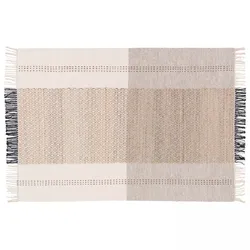 Oviala Business Flachgewebter Teppich aus Wolle und Jute mit geometrischem Muster 120 x 170 cm