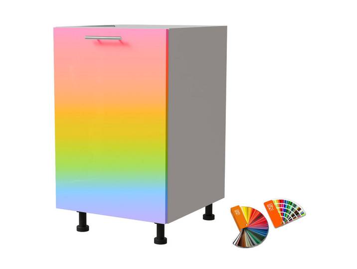 Feldmann-Wohnen Unterschrank Brerra D1D/50 50 / 50 / 82 cm, Mehrfarbig, Weiß, 50x82x50 cm, Küchen, Küchenmöbel, Küchenschränke, Küchenunterschränke