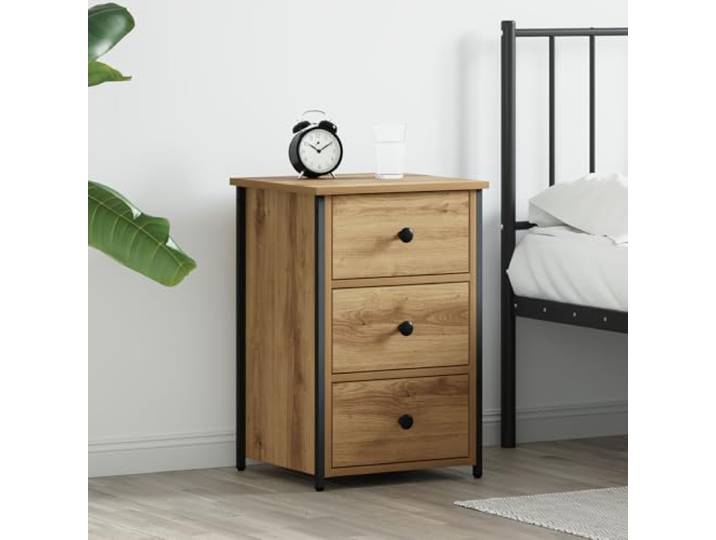HEFZGDB Nachttisch Artisan Eiche Holzwerkstoff Kompakt Langlebig mit DREI Schubladen minimalistisches Design robuster Stauraum Schlafzimmer