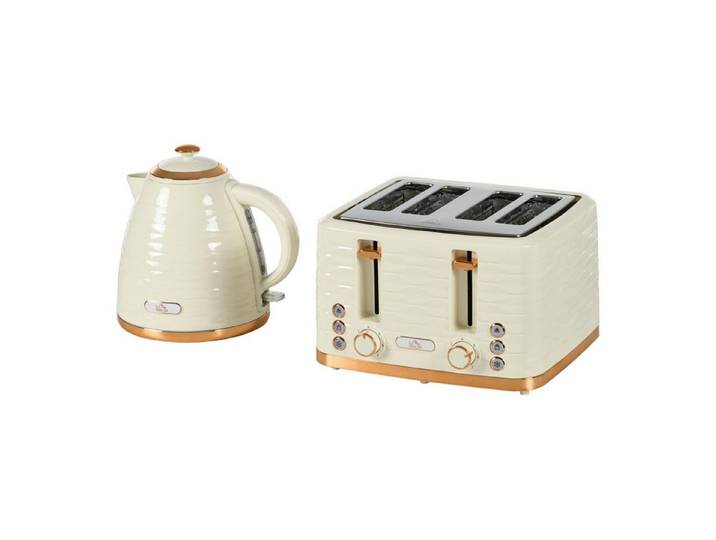 FELIXLEO Frühstücks-Set 2-in-1 Toaster Wasserkocher Set 7 Bräunungsstufen Auftauen Beige (1-tlg)