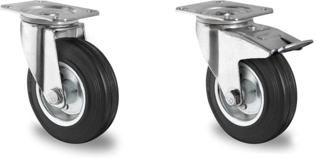 Set CASCOO Lenkrolle ø 200 mm Serie SWS4 Rollenlager + CASCOO Lenkrolle mit Totalfeststeller ø 200 mm Serie SWS4 Rollenlager