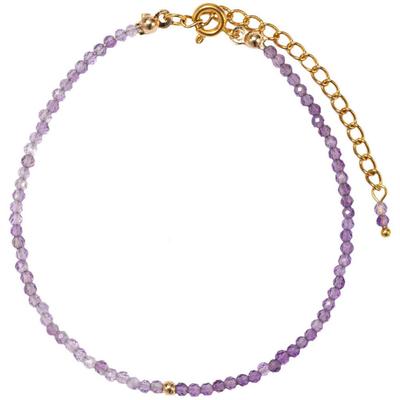 Armband FIRETTI "Schmuck Geschenk Messing Armschmuck Armkette Edelstein", lila (gelbgoldfarben, lila, kristallweiß, lila, kristallweiß), Armbänder, Damen, 21cm, Messing, Armband, Made in Germany - mit Amethyst, Bergkristall