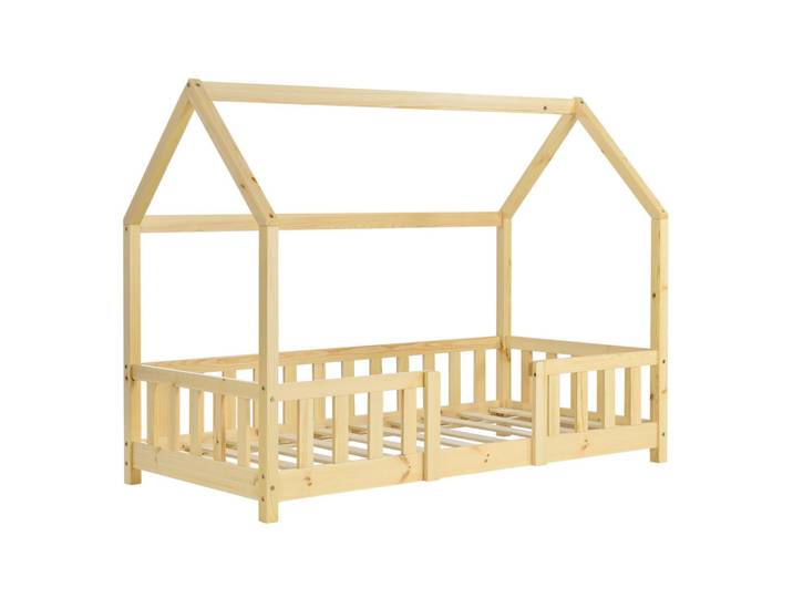 [en.casa] Hausbett Sisimiut, Naturfarben, Holz, Kiefer, 70x140 cm, Babymöbel & Kindermöbel, Kinderzimmer & Jugendzimmer, Kinderbetten, Spielbetten