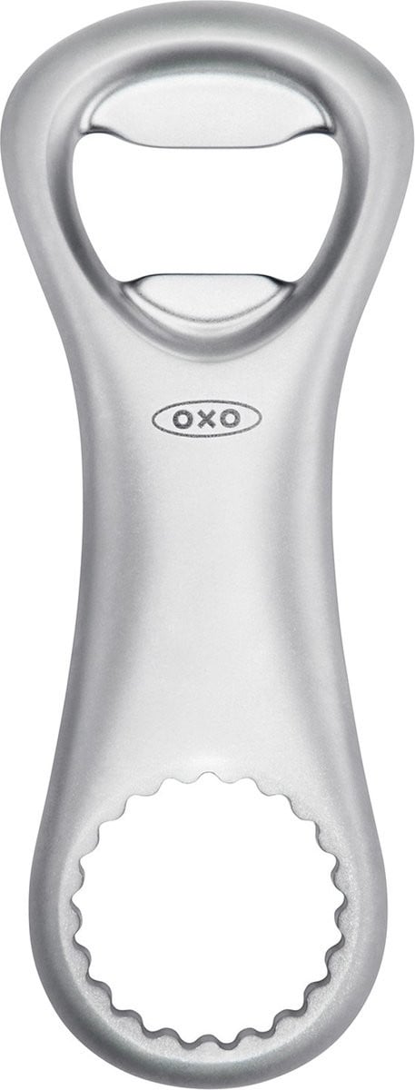 OXO SteeL Flesopener met antislip grip en verchroomde afwerking