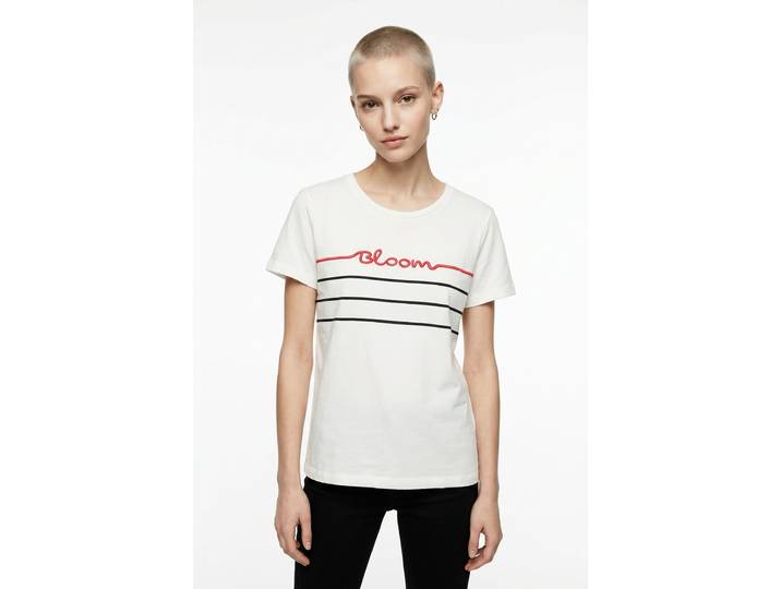 Kurzarmshirt VERO MODA VMLINE SS TOP BOX JRS , Damen, Gr. XS, weiss (snow weiß print:bloom), Jersey, Obermaterial: 100% Baumwolle, bedruckt, regular fit normal, Rundhals, Shirts Kurzarmshirt, Baumwolle, regular fit