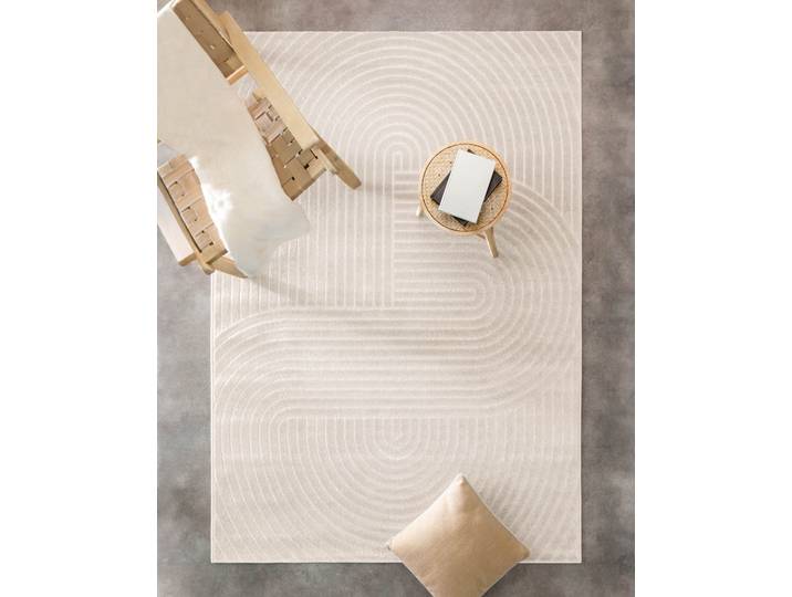 Outdoorteppich WECON HOME Bacalar , creme beige, B:80cm H:5mm L:150cm, Polypropylen, Teppiche, Outdoorteppich, Innen & Aussen, robust, pflegeleicht, 3D-Optik, wetterfest, waschbar