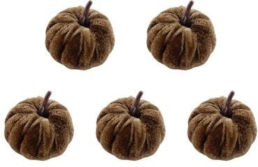 Uplift Treasures 5 Piece Artificial Foam Pumpkin Set Halloween Table Decorations brown