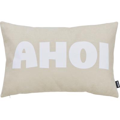 Dekokissen DONE. "AHOI", beige (beige, weiß, schriftzug), B:40cm L:60cm, Polyester, Dekokissen_Sitzkissen_Kissenhüllen, Extra weiche Haptik