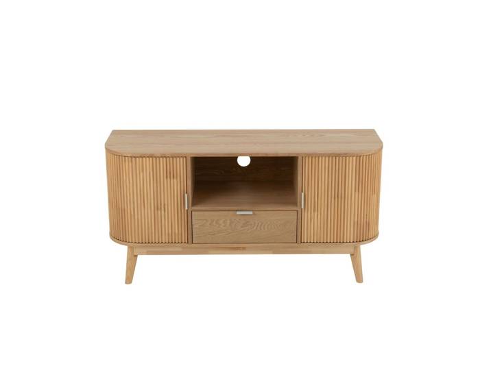 Meuble tv en bois 2 portes 1 tiroir 1 niche