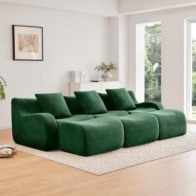 GDFStudio GDF Studio - Fairford 3-Seat Modular Sofa With Curved Armrests & Non-Slip Base