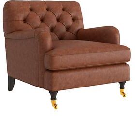 Maggie Leather Chair - Tobacco Leather, Tobacco Flannel - Ballard Designs