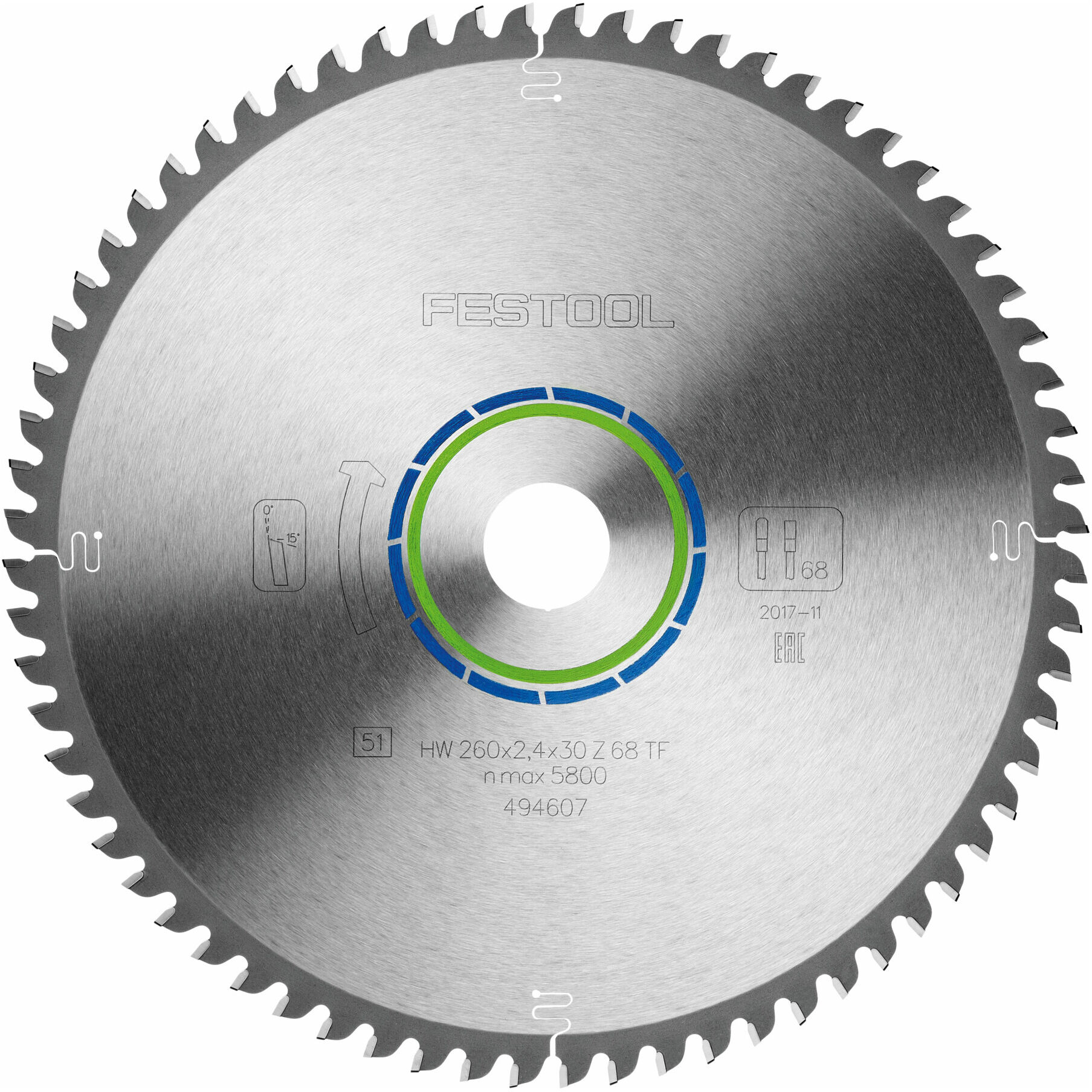 Festool TF68 Spezial-Sägeblatt mit 260x2,4x30 mm Abmessungen , 4014549309855 (494607)
