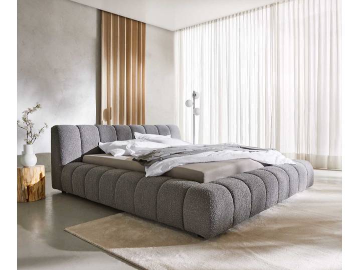 Polsterbettgestell Cutio 180x200 cm Bouclé Silbergrau, Polsterbetten